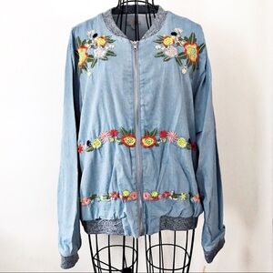 GB | Blossom Y2K 90s Floral Print Chambray Jacket Size XL